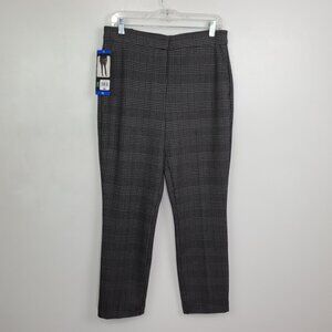 Banana Republic Black Gray Plaid Career Preppy Dark Academia Ponte Pant NEW 10